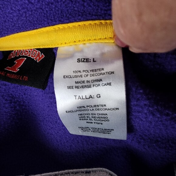 Division 1 LSU Kids Purple Yellow Polyester Front Zip Embroidered Fleece Large - Picture 6 of 6